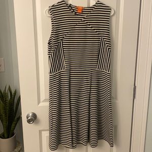 Black and white striped knit dress